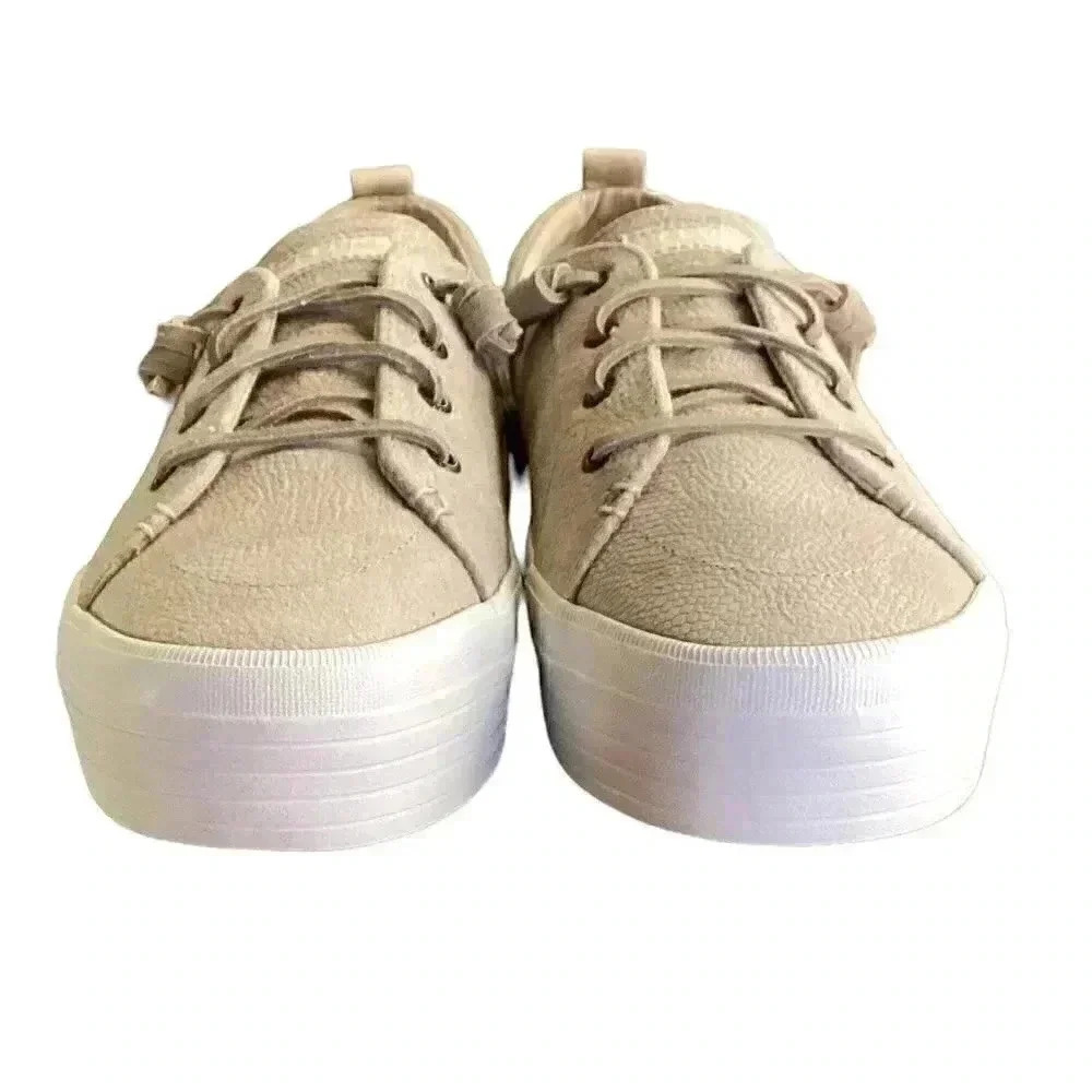 Sperry Crest Vibe Serpant Women 11M Leather Lace-Up Platform Sneakers Ivory NEW - Picture 2 of 7